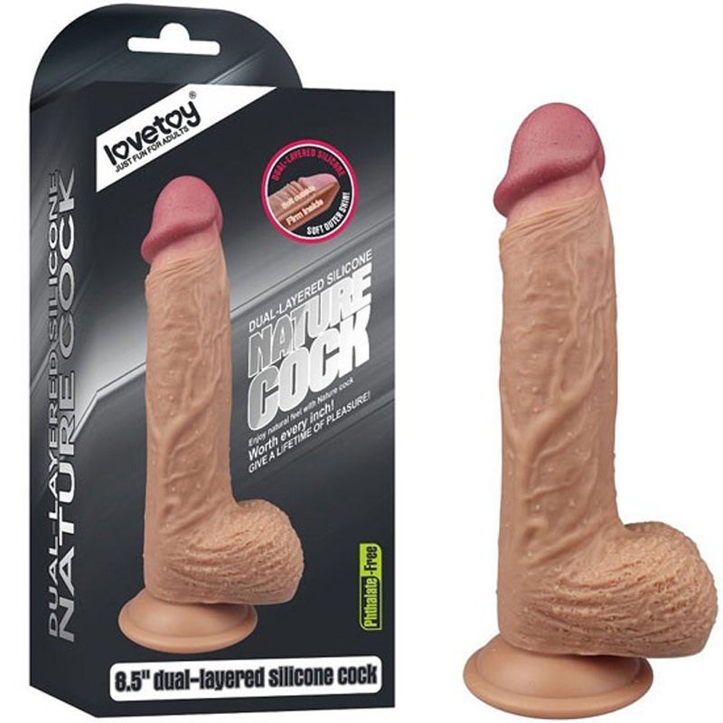 Dương vật giả có đế hít tường 8,5 inch 2 lớp cao cấp